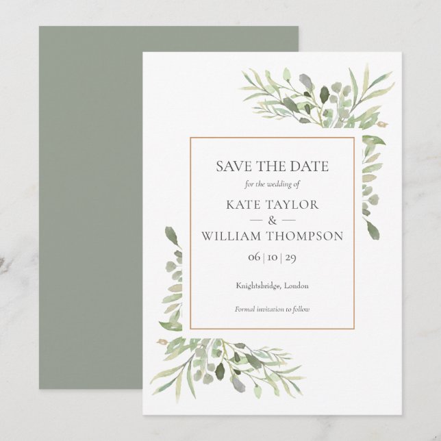 Convite Salve a Data Geométrico Dourado em Aquarela (Frente/Verso)