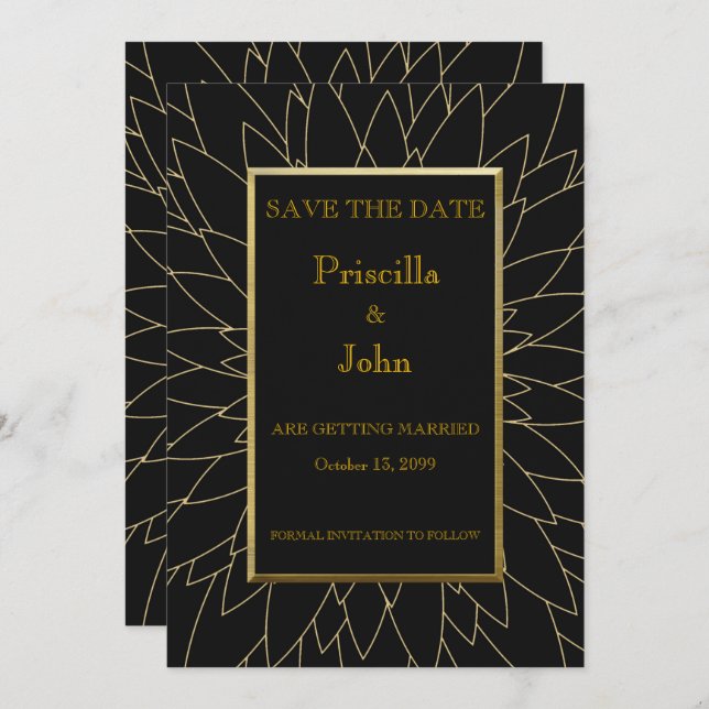 Convite Salve a data, grande gatsby, dália geométrico (Frente/Verso)