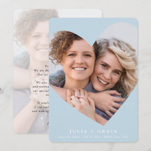 Convite SALVE A DATA lgbtq foto moderna coração azul beb