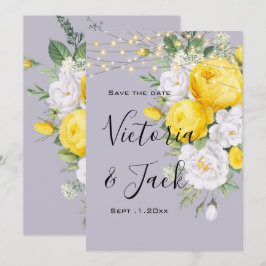 Convite salve a data Luzes Rústicas Floral Amarelo