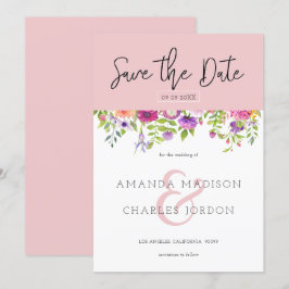 Convite Salve a data moderna tipografia & Flores coloridas