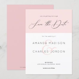 Convite Salve a data moderna tipografia rosa e branco