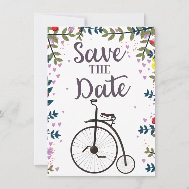 Convite Salve a Data Penny Farthing (Verso)