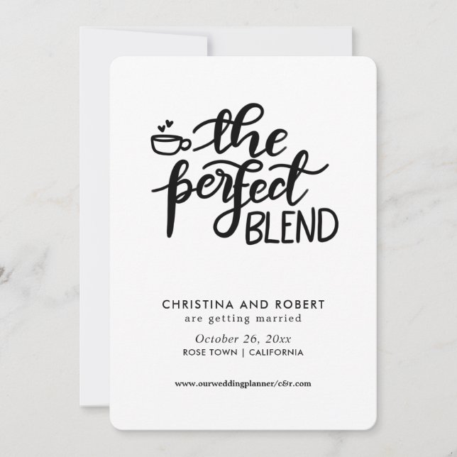 Convite Salve a Data | Perfect Blend Caligrafia Manual (Frente)