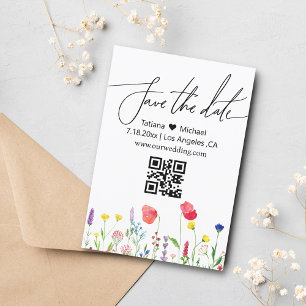 Convite salve a data qr code watercolor floral simples
