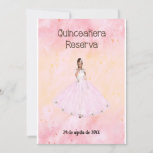 Convite Salve a data Quinceanera em espanhol rosa