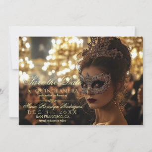Convite Salve a data Quinceanera Photo Invitation