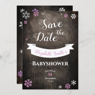 Convite Salve a data rustic snowflake babyshower