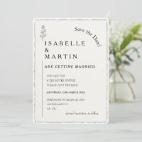Salve a data Simples Faux Borda Deckled Weding