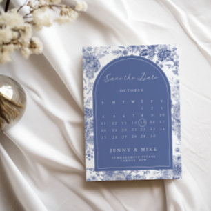 Convite Salve a data Toile Blue Garden Floral