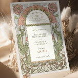 Convite Salve a data Vintage Art Nouveau de Mucha<br><div class="desc">Art Nouveau Vintage Guarde os cartões de casamento de Alphonse Mucha em filhotes vermelhos, aquarela, romântico e design capricho. Os florescimentos vitorianos complementam os tipos clássicos de arte deco fonts. Introduza as suas informações personalizadas e está concluído. Se quiser alterar o design, clique no botão azul "Personalizar". Muito obrigado por...</div>