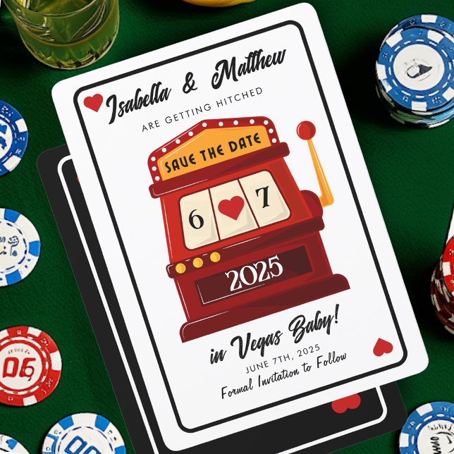 Convite Salve a Máquina de Slot de Data no cassino de Las  (Save the Date Slot Machine Las Vegas Casino Invitation)