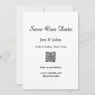 Convite Salve nossa data Leia QR para detalhes nome data s