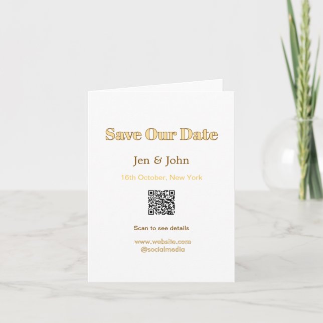 Convite Salve nossa data Leia QR para detalhes nome data s (Frente)