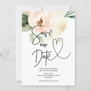 Convite Salve Nossa Data Rosa Floral Casamento