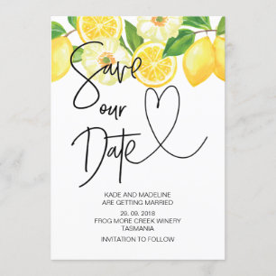 Convite Salve Nossa Data Verão Limão Casamento