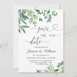 Convite Salve nossa nova data adiada Aquarela Eucalyptus