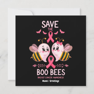 Convite Salve o Cancer das Abelhas Boo no Dia das Bruxas