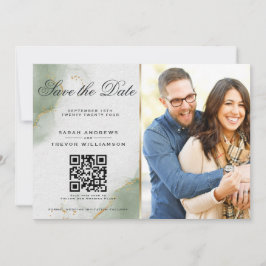 Convite Salve o Dia com Foto & Código QR em Sage Suave