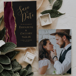 Convite Salve o Dia com Foto Personalizada Ágata Burgundy