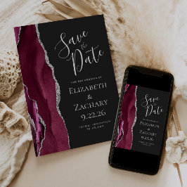 Convite Salve o Dia com Foto Personalizada Ágata Burgundy