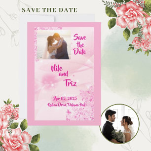Convite Salve o Dia com Foto Personalizada Rosa Moderno
