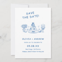 Convite Salve o Dia de Casamento Caprichoso Desenhado à Mã