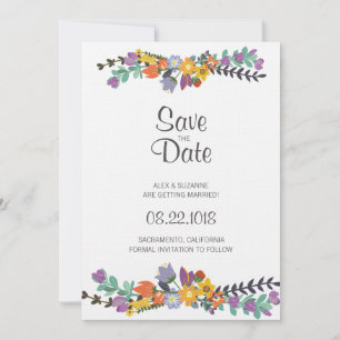 Convite Salve o Dia de Casamento Floral Brilhante de Prima