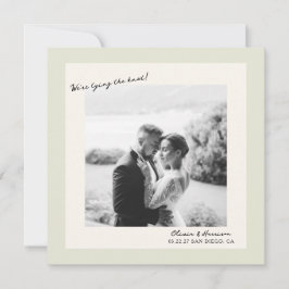Convite Salve o Dia do Casamento com Foto Minimalista Verd