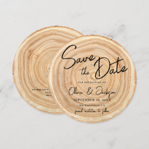 Convite Salve o dia do casamento com QR Code em madeira rú