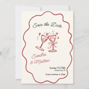 Convite Salve o Dia do Casamento Desenhado à Mão
