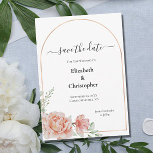 Convite Salve o Dia Floral Rosa Bege Casamento