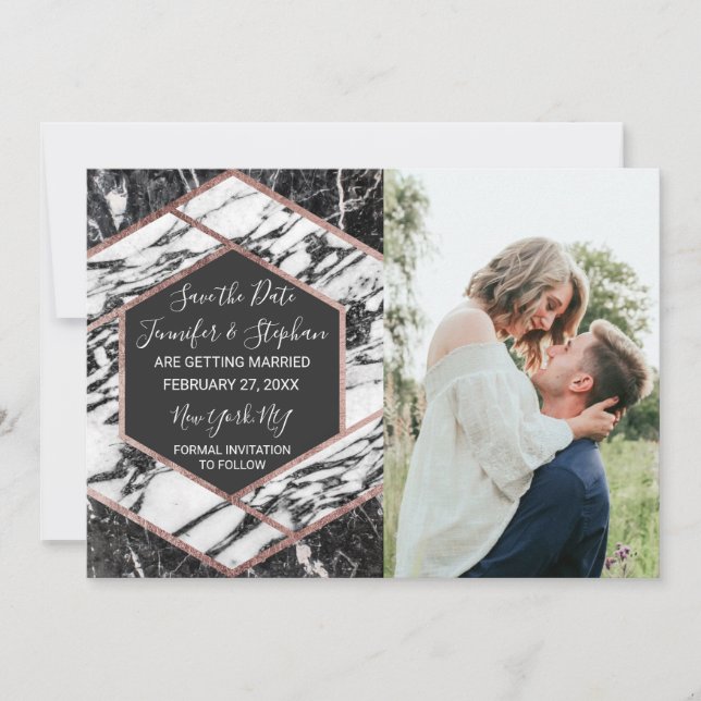 Convite Salve o Dia Hexágono Moderno com Corte em Rosa Dou (Frente)