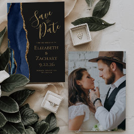 Convite Salve o Dia Personalizado com Foto Ágata Azul Dour