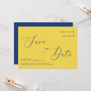 Convite Salve o Dia Simples Moderno Amarelo & Azul
