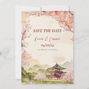 Convite Salve o Dia Tradicional Japonês Sakura