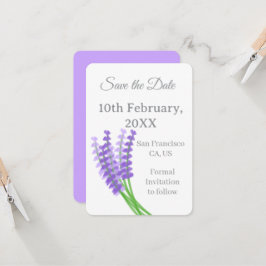Convite Salve o Lavanda Roxo Floral Data
