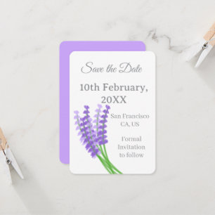 Convite Salve o Lavanda Roxo Floral Data