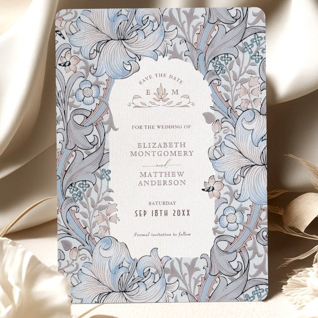 Convite Salve o Ouro Lily Sky Blue William Morris (Criador carregado)