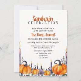 Convite Samhain Party Fall Pumpkins & Candles Invitation