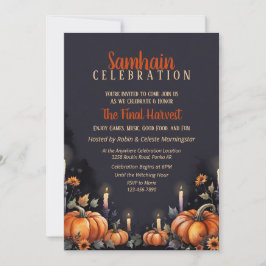 Convite Samhain Party Fall Pumpkins & Candles Invitation