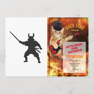 Convite Samurai Warrior com espada - Escolher cor de volta