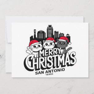 Convite San Antonio City Texas Feliz Natal Cats EUA
