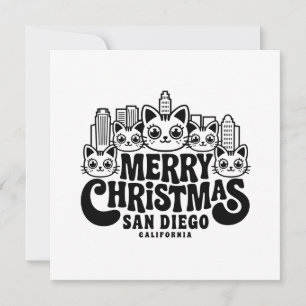 Convite San Diego City California Feliz Natal Cats EUA