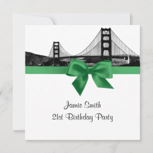 Convite San Fran Skyline Criou BW Dark Jade SQ Aniversári
