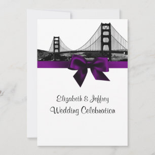 Convite San Fran Skyline Etch BW Casamento Roxo