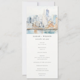 Convite San Francisco Watercolor Landscape Wedding Program