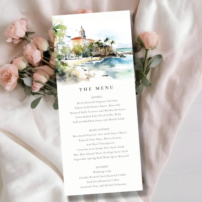 Convite San Juan Puerto Rico Landscape Wedding Menu Card (Criador carregado)
