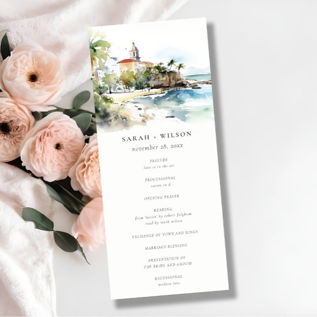 Convite San Juan Puerto Rico Landscape Wedding Program (Criador carregado)