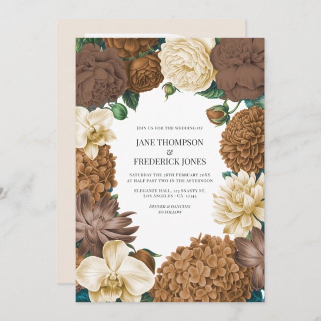 Convite Sand Dune, Copper Glow & Hazelnut Cream Wedding (Frente/Verso)